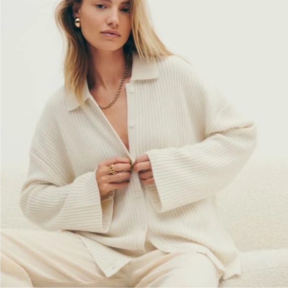 Reformation Fantino Rib-Knit Cashmere Cardigan - Picture 3 of 7